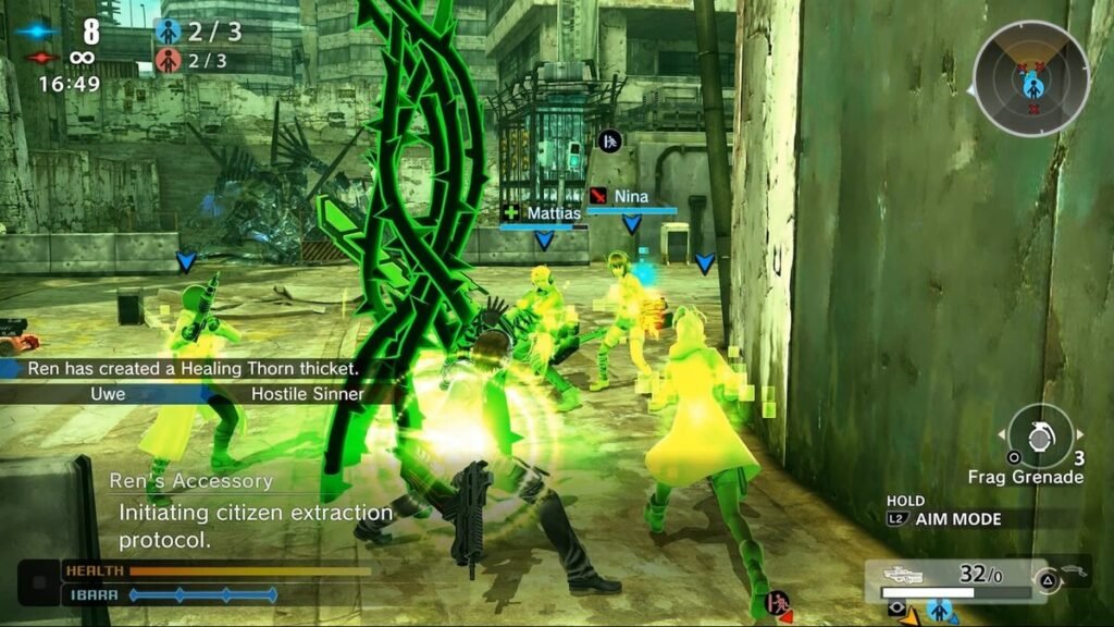 A Healing Thorn being used in Freedom Wars Remastered.