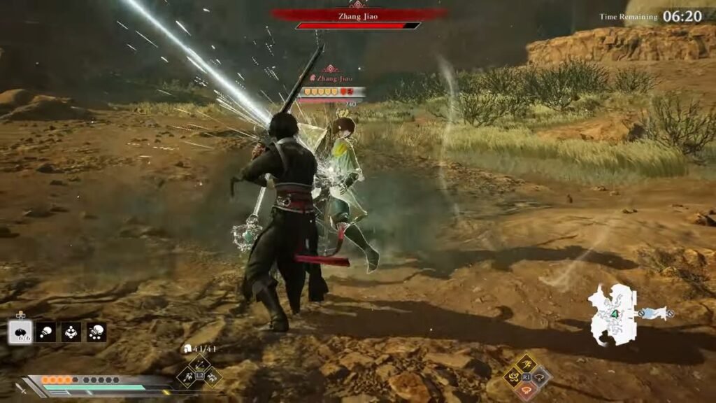 A player fighting Zhang Jiao in the Zhang Jiao Boss Fight in Dynasty Warriors Origins