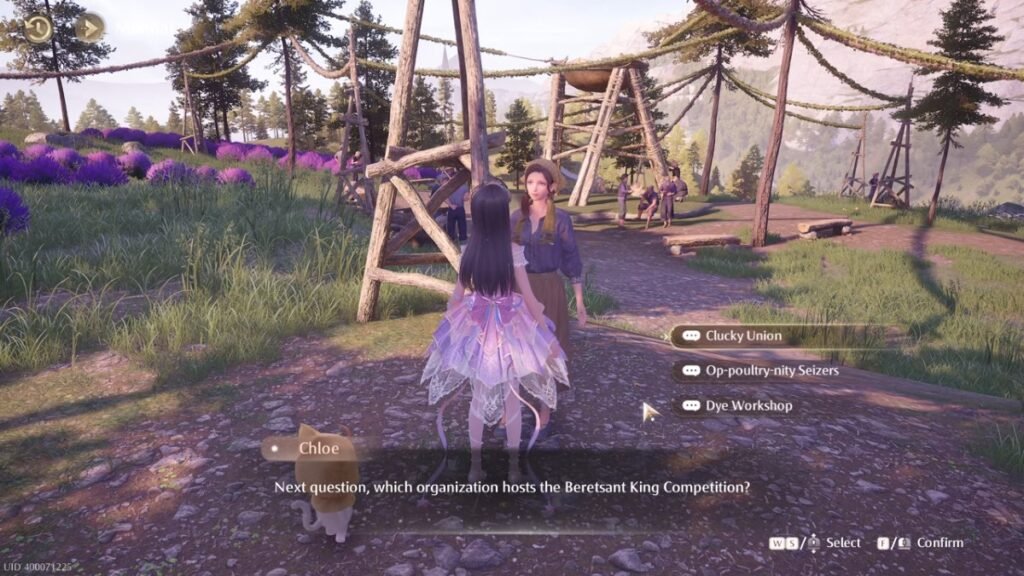 Chloe asking Nikki a question in the Beretsant King quest in Infinity Nikki.