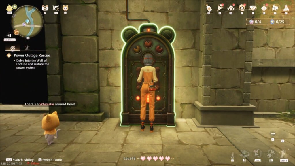 Nikki fixing the first power box in the the Power Outage Rescue quest in Infinity Nikki.