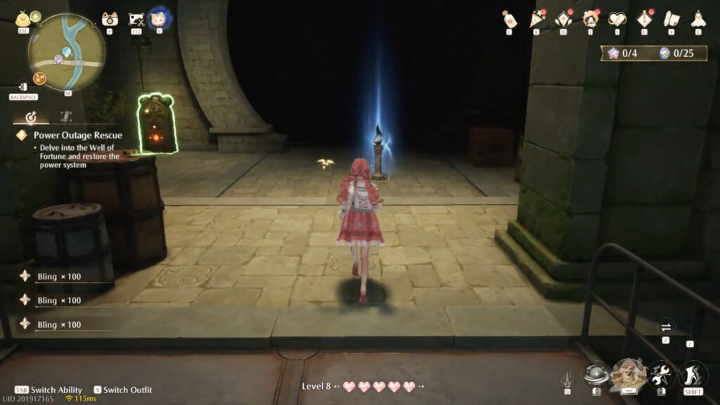Nikki heading to the last power box in the Power Outage Rescue quest in Infinity Nikki.