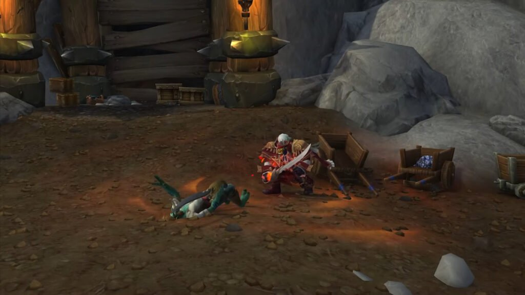 A mob fight in WoW Plunderstorm