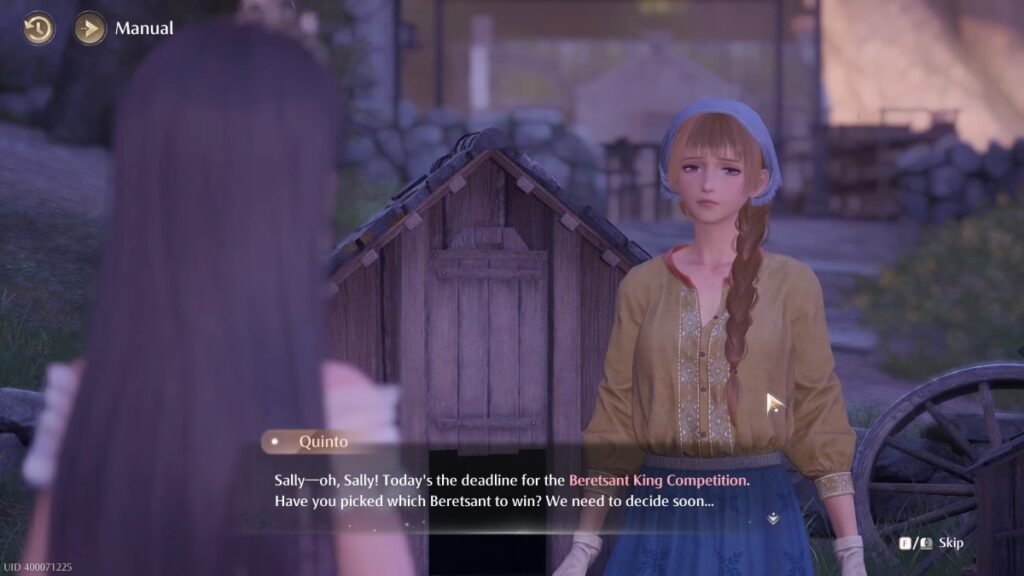 Quinto speaking to Sally in the Beretstant King Quest in Infinity Nikki.