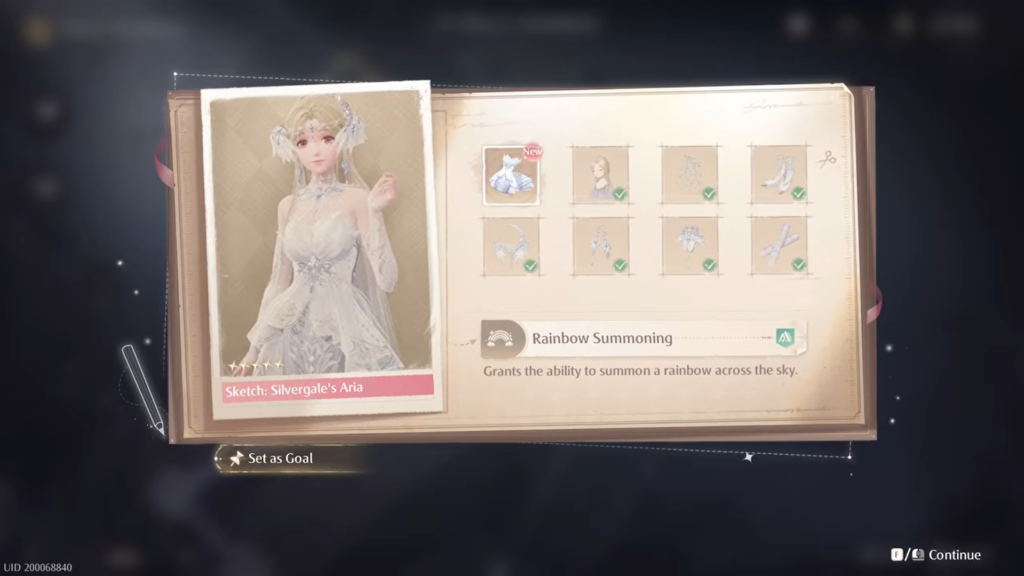 Infinity Nikki- Unlocking Sketches Silvergale Aria's Outfit