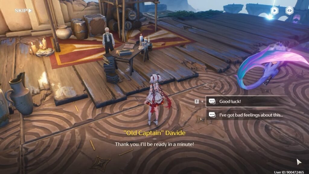 Showing Davide the Fae Ignis in the Skyward Voyage quest in Wuthering Waves.