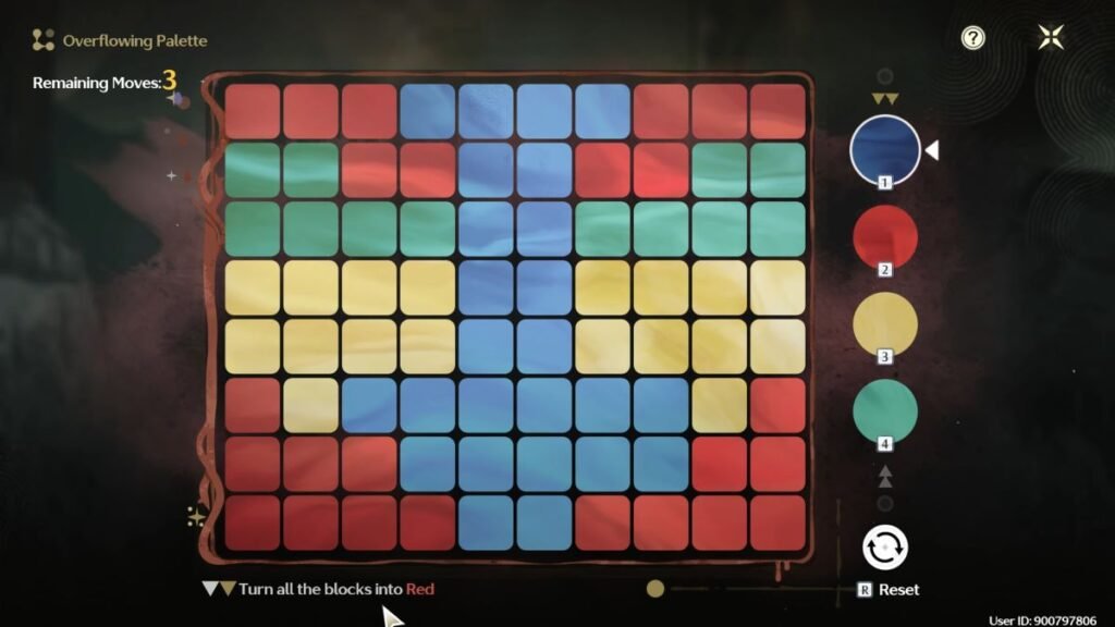 Solving the Overflowing Palette puzzle to the south of the Averardo Vault in Wuthering Waves.