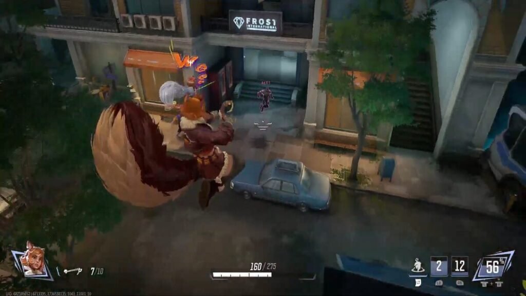 Squirel Girl attacking an enemy in the air in the Doom Match Mode in Marvel Rivals.