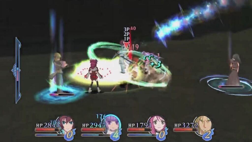 The Chain Capacity upgrades in-action in a battle in Tales of Graces F Remastered.