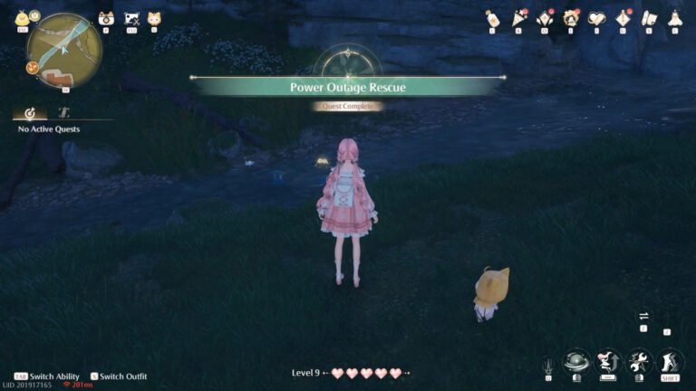 The Power Outage Rescue Quest complete screen in Infinity Nikki.