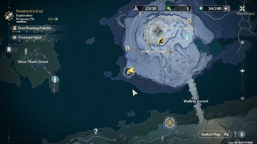 The location of one of the Overflowing Palette Puzzles in Penitent's End in Wuthering Waves.