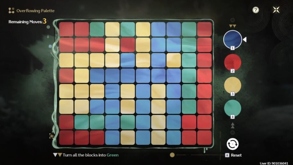 The second Overflowing Palette Puzzle in Hallowed Reach in Wuthering Waves.