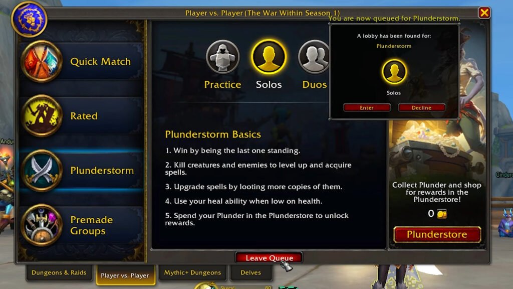 The intro screen to WoW Plunderstorm