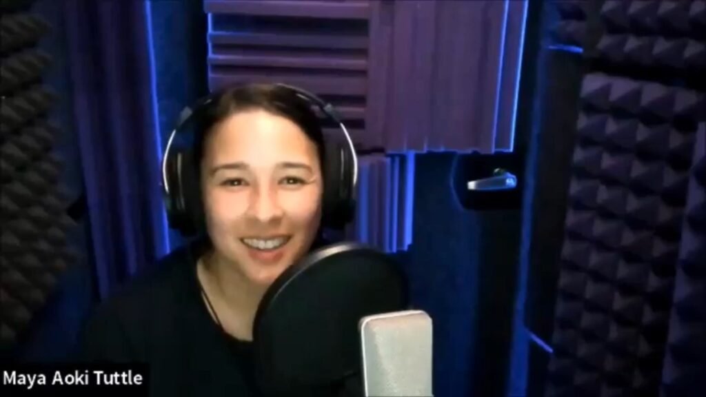 Maya Aoki Tuttle giving an interview