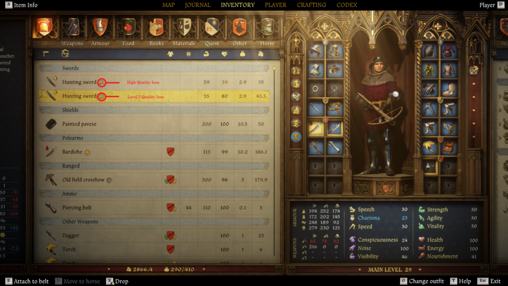 the icon difference - How To Make The Best Weapons In KCD 2 - Kingdom Come 2 Blacksmith Guide