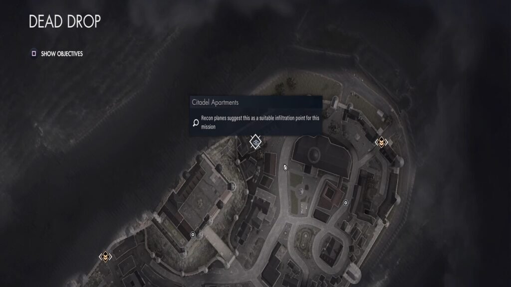 The Citadel Apartments on the map in Chapter 2 of Sniper Elite Resistance