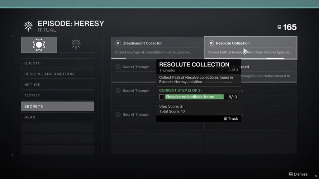 The Episode Heresy Resolute Collection Triumph in Destiny 2